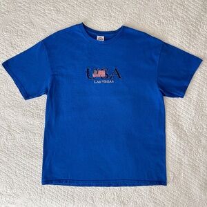 Las Vegas T-Shirt Tee Vintage Embroidered USA Flag XL